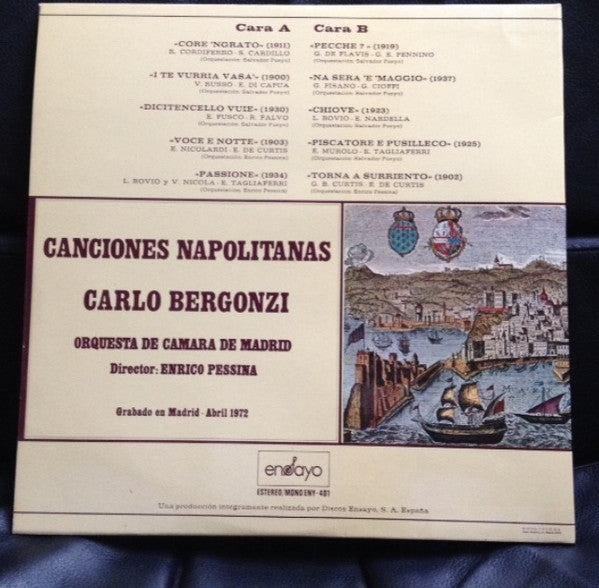 Carlo Bergonzi, Orquesta de Cámara de Madrid  Director: Enrico Pessina : Canciones Napolitanas (LP, Album)