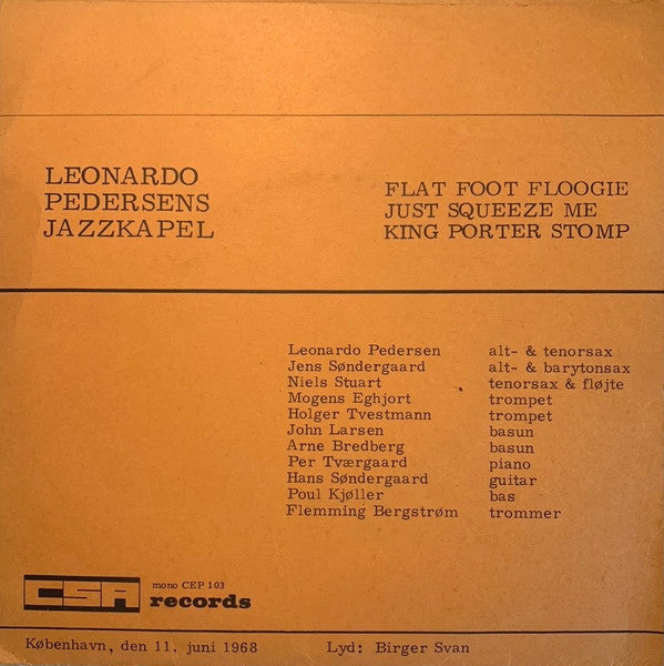 Leonardo Pedersens Jazzkapel : Leonardo Pedersens Jazzkapel (7", EP)