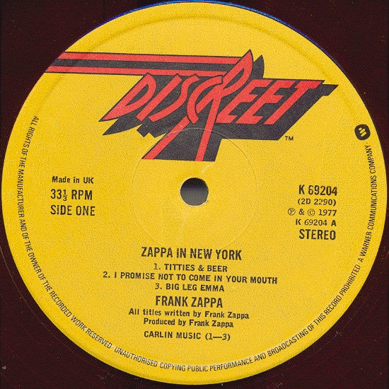 Frank Zappa : Zappa In New York (2xLP, Album)