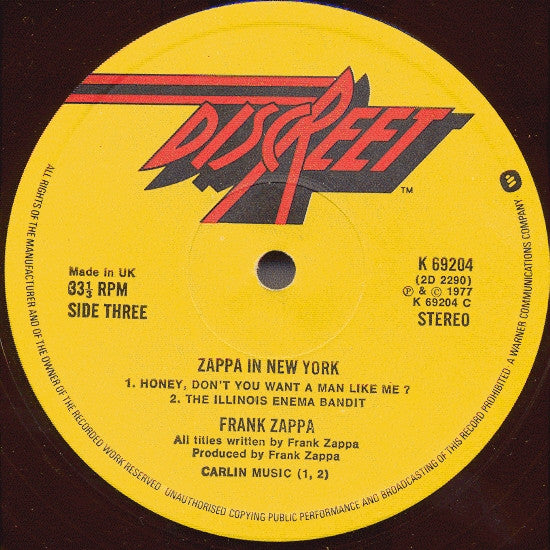 Frank Zappa : Zappa In New York (2xLP, Album)