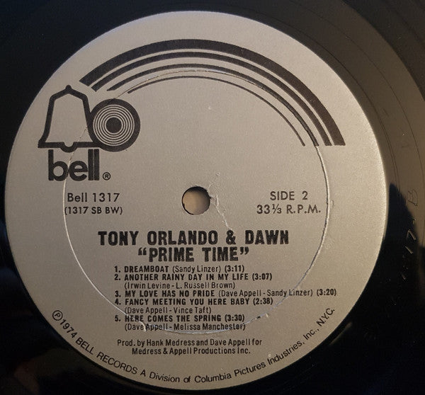 Tony Orlando & Dawn : Prime Time (LP, Album)