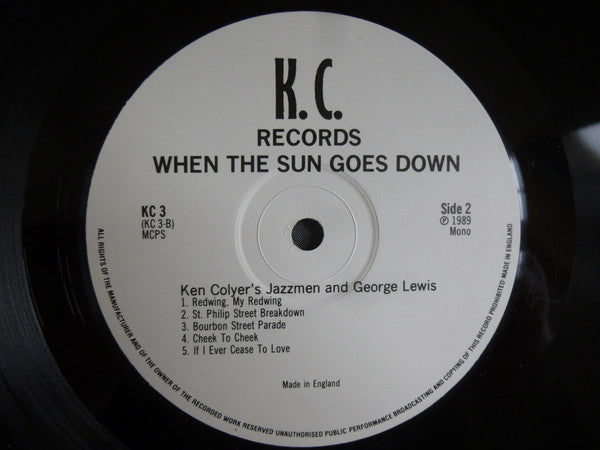 Ken Colyer's Jazzmen & George Lewis (2) : When The Sun Goes Down (Ken Colyer's Jazzmen & George Lewis In Dusseldorf 1959) (LP, Mono)