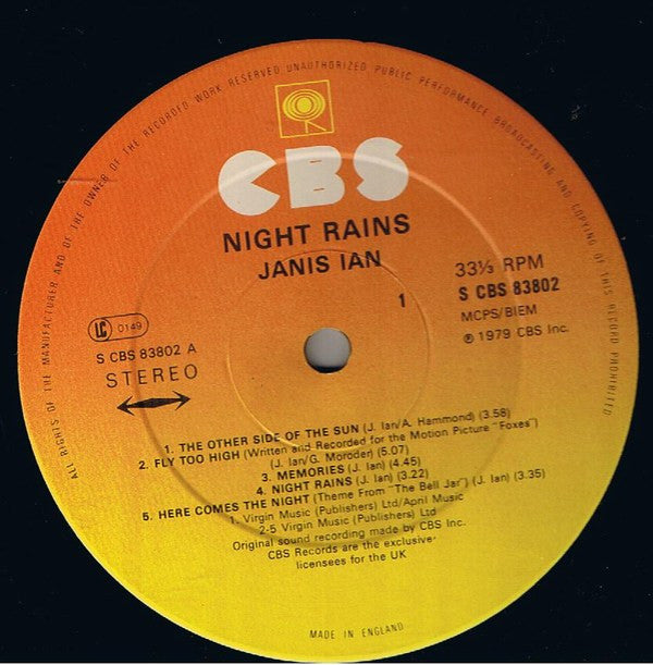 Janis Ian : Night Rains (LP, Album)