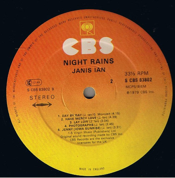 Janis Ian : Night Rains (LP, Album)