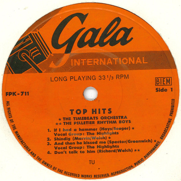 The Timebeats Orchestra, The Pelletier Rhythm Boys : Top Hits (7")