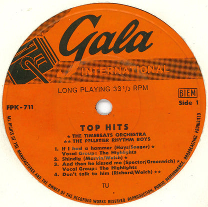 The Timebeats Orchestra, The Pelletier Rhythm Boys : Top Hits (7")