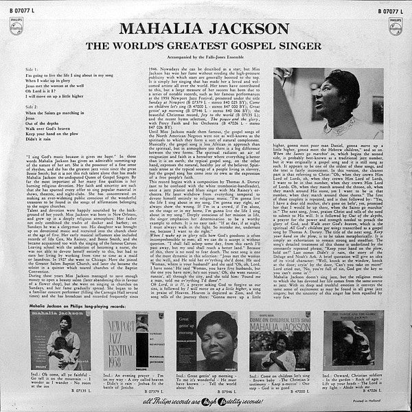 Mahalia Jackson : Mahalia Jackson - The World's Greatest Gospel Singer (LP, Album)