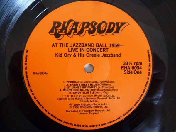 Kid Ory And His Creole Jazz Band : At The Jazz Band Ball 1959 (LP)