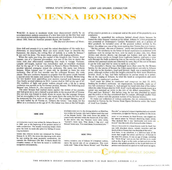 Orchester Der Wiener Staatsoper Conducted By Josef Leo Gruber : Vienna Bonbons (LP, Comp)