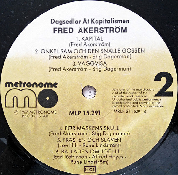 Fred Åkerström : Dagsedlar Åt Kapitalismen (LP, Album, RE)