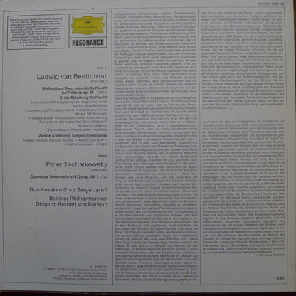 Ludwig van Beethoven / Pyotr Ilyich Tchaikovsky - Don Kosaken Chor Serge Jaroff, Berliner Philharmoniker, Herbert von Karajan : Wellingtons Sieg Oder Die Schlacht Bei Vittoria / Ouvertüre Solennelle »1812« (LP, RE)