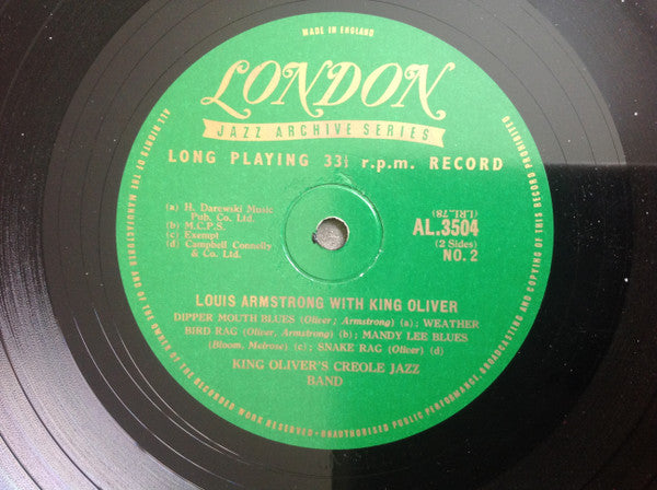 King Oliver's Creole Jazz Band : Louis Armstrong With King Oliver (10", Comp)