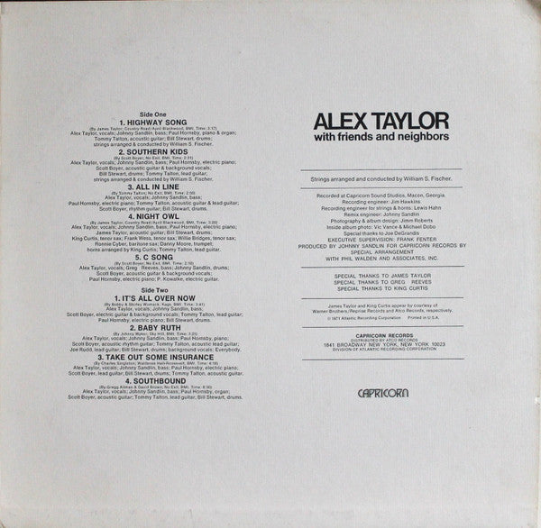 Alex Taylor (4) : Alex Taylor With Friends And Neighbors (LP, Album, Pre)