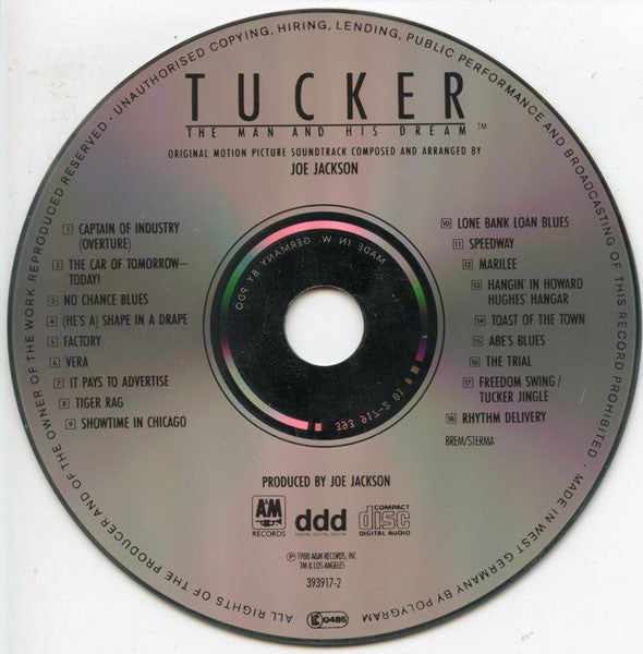 Joe Jackson : Tucker - The Man And His Dream (Original Motion Picture Soundtrack) (CD, Album)