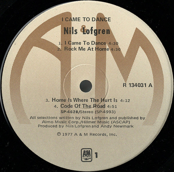 Nils Lofgren : I Came To Dance (LP, Album, Club)