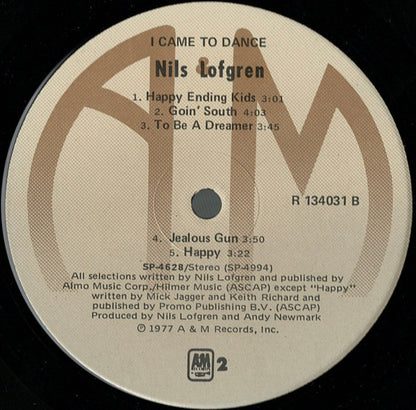 Nils Lofgren : I Came To Dance (LP, Album, Club)