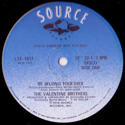 The Valentine Brothers : We Belong Together (12", Promo)