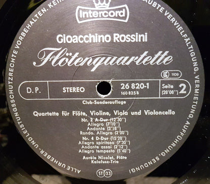 Gioacchino Rossini, Kalafusz-Trio, Aurèle Nicolet : Flötenquartette - Flute Quartets (LP, Album, Club)