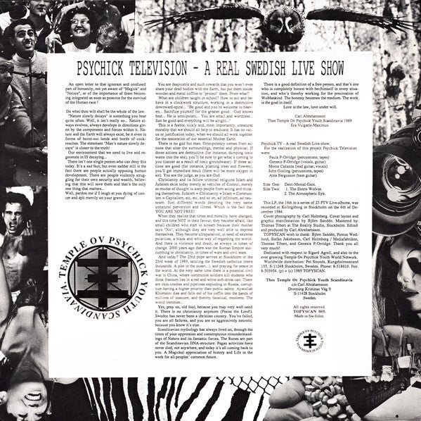 Psychic TV : A Real Swedish Live Show (LP, Album)