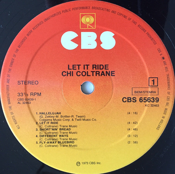 Chi Coltrane : Let It Ride (LP, Album, RE)