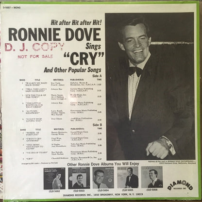 Ronnie Dove : Cry (LP, Album, Mono, Promo)