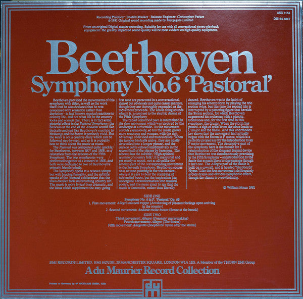 Ludwig van Beethoven - Philharmonia Orchestra Conducted By Kurt Sanderling : Symphony No. 6 'Pastoral' (LP, Album)