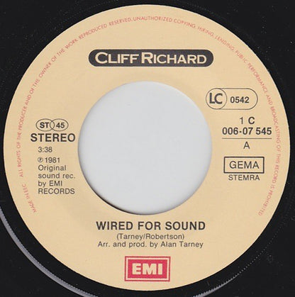 Cliff Richard : Wired For Sound (7", Single)