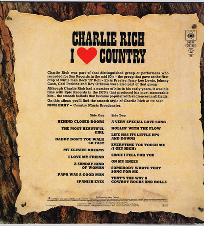 Charlie Rich : I ♥ Country (LP, Comp, RE)