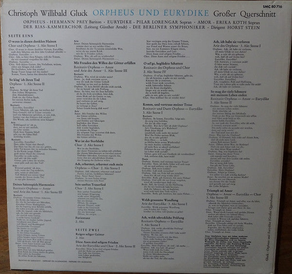 Christoph Willibald Gluck, Pilar Lorengar, Erika Köth, Hermann Prey, RIAS-Kammerchor, Günther Arndt, Berliner Symphoniker : Orpheus Und Eurydike (Großer Querschnitt) (LP, Comp)