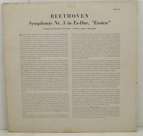 Ludwig van Beethoven - Utrechts Stedelijk Orkest, Ignace Neumark : Symphonie Nr. 3 "Eroica" (LP, Mono)