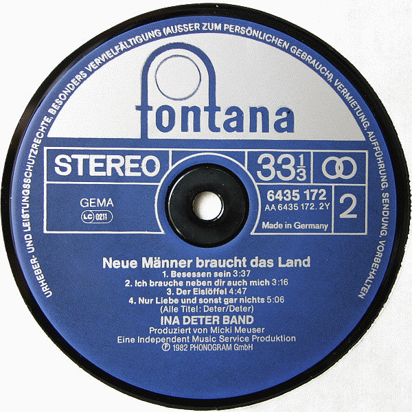 Ina Deter Band : Neue Männer Braucht Das Land (LP, Album)