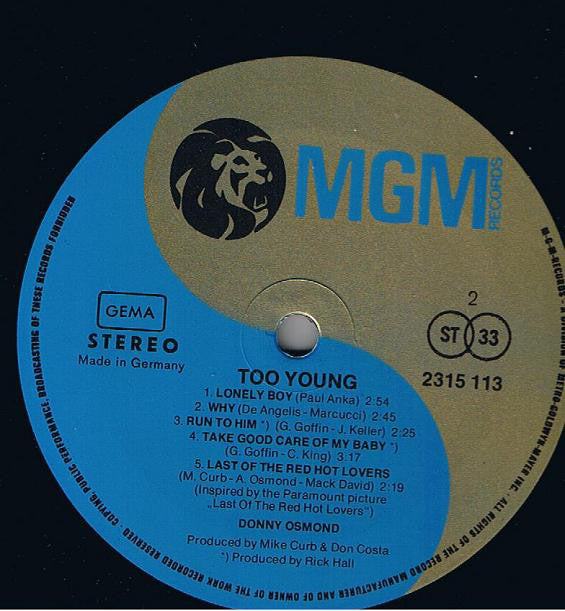 Donny Osmond : Too Young (LP, Album)