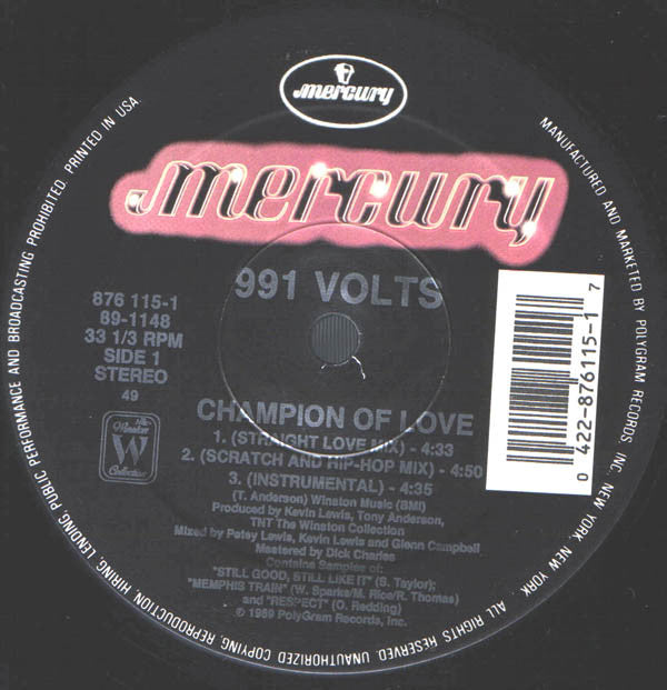 991 Volts : Champion Of Love (12", Single)