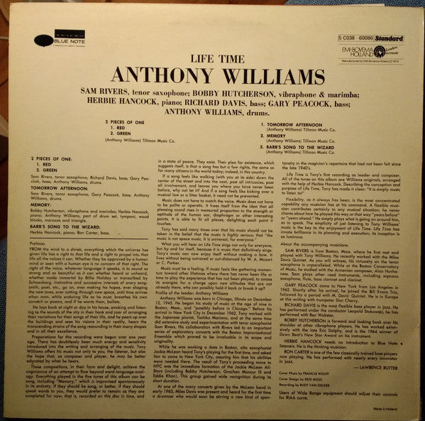 Anthony Williams : Life Time (LP, Album, RE)