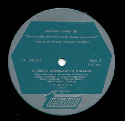 Orazio Vecchi / Adriano Banchieri - Il Nuovo Madrigaletto Italiano, Emilio Giani : Il Convito Musicale (The Musical Banquet) / Festino Nella Sera Del Giovedi Grasso Avanti Cena (Feast On The Evening Of Maundy Thursday) (LP)