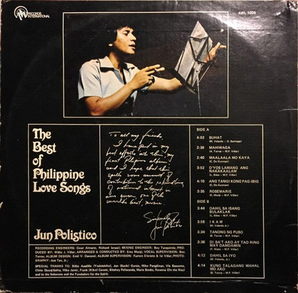 Jun Polistico : The Best Of Phillippine Love Songs (LP, Album)