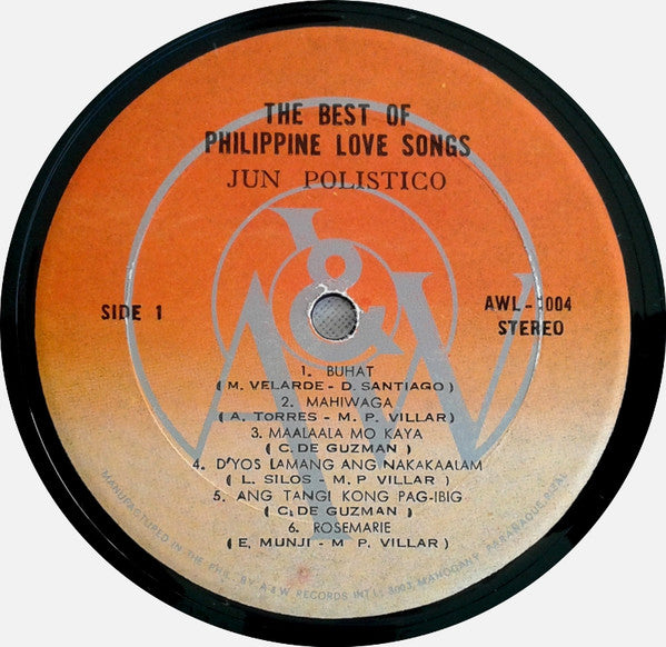 Jun Polistico : The Best Of Phillippine Love Songs (LP, Album)