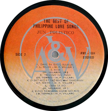 Jun Polistico : The Best Of Phillippine Love Songs (LP, Album)