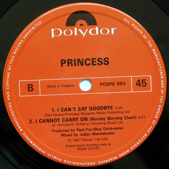 Princess : I Cannot Carry On (12")