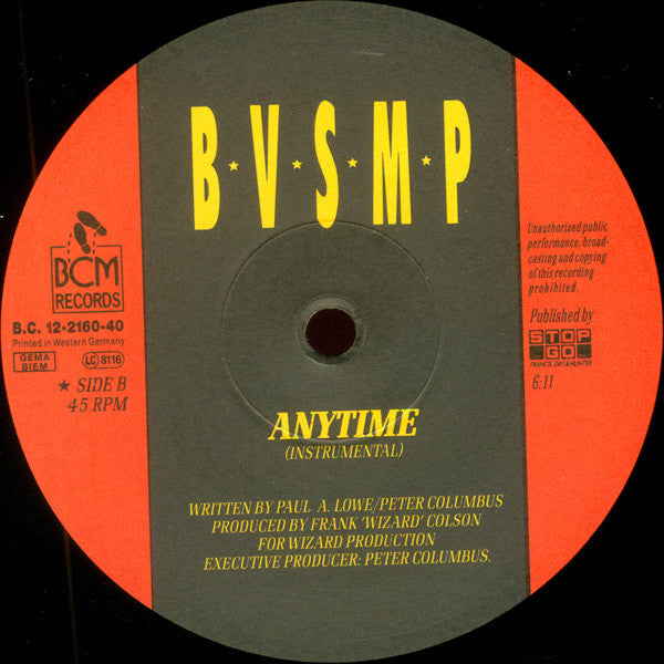 B.V.S.M.P. : Anytime (12", Single)