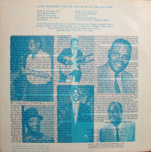 Clyde Bernhardt And His Harlem Blues & Jazz Band Featuring Charlie Holmes, Happy Caldwell , And Jack Butler (2) : Blues & Jazz From Harlem (LP)