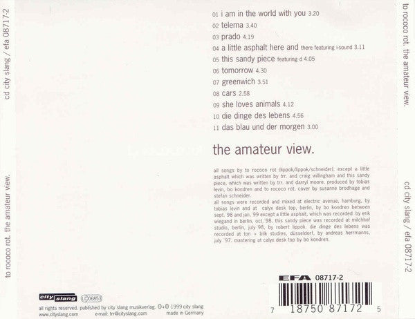 To Rococo Rot : The Amateur View (CD, Album)