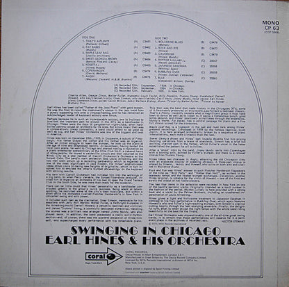 Earl Hines And His Orchestra : Swinging In Chicago (LP, Comp)
