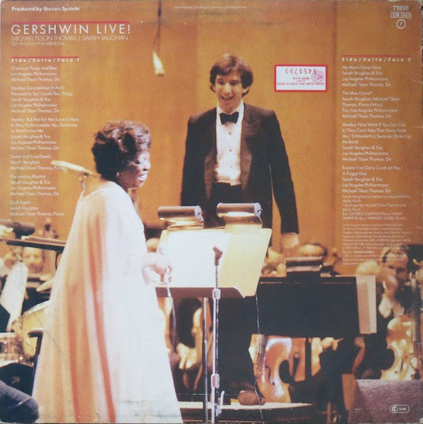 Michael Tilson Thomas, Sarah Vaughan, Los Angeles Philharmonic Orchestra : Gershwin Live! (LP, Album)