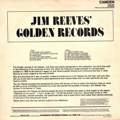 Jim Reeves : Jim Reeves' Golden Records (LP, Comp)