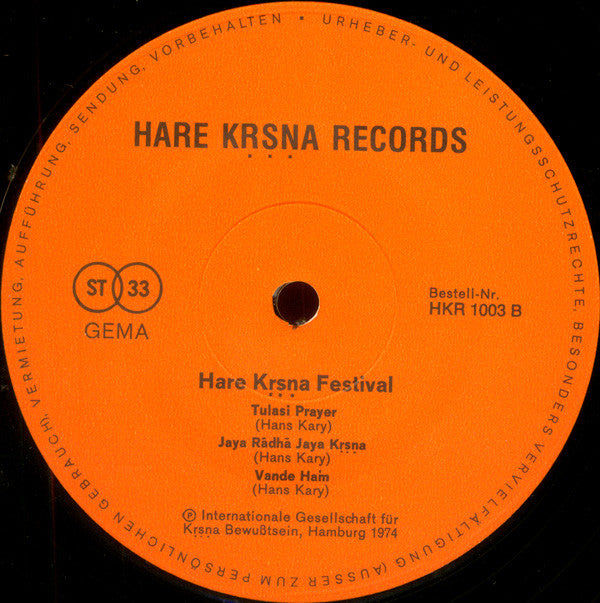 Hare Krsna Festival : Hare Kṛṣṇa Festival (LP)