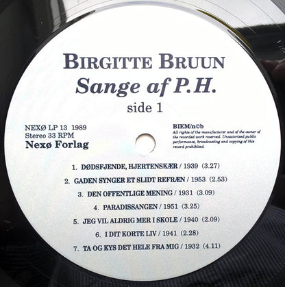 Birgitte Bruun (2), Henrik Sørensens Sekstet : Sange Af P.H. (LP, Album)