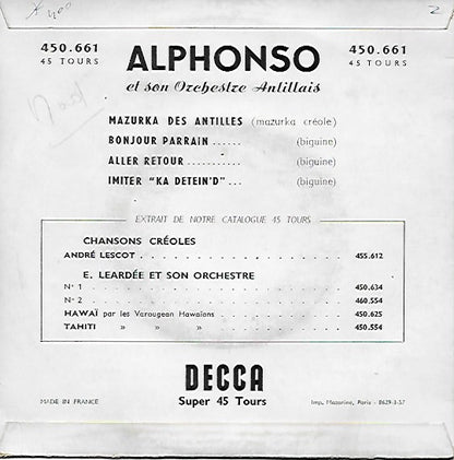 Alphonso Et Son Orchestre Typique Antillais : Alphonso Et Son Orchestre Antillais (7", EP)