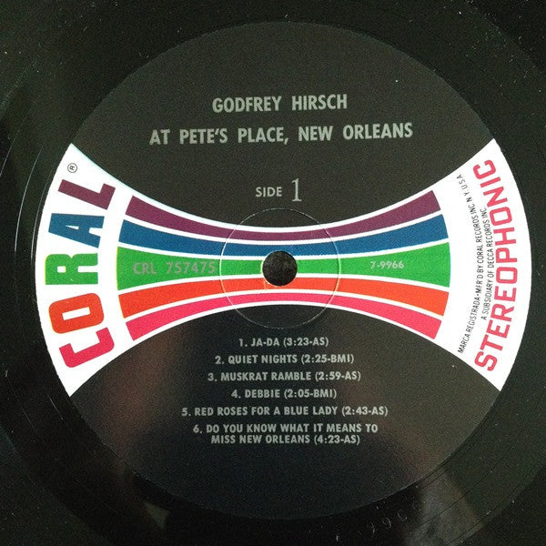 Godfrey Hirsch : Godfrey Hirsch At Pete's Place, New Orleans (LP, Album)