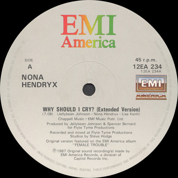 Nona Hendryx : Why Should I Cry? (12")